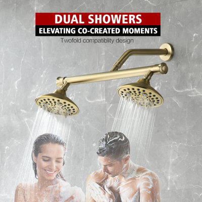 Dual Manifold Shower Kit With Pressure Balancing Valve & 6 Spray Patterns - Model 4366K, Wall Mount Shower Arm