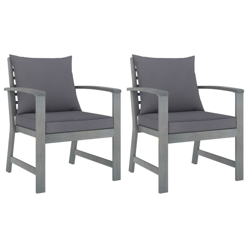 Chaise de patio avec coussins Estela, gris, Naturel