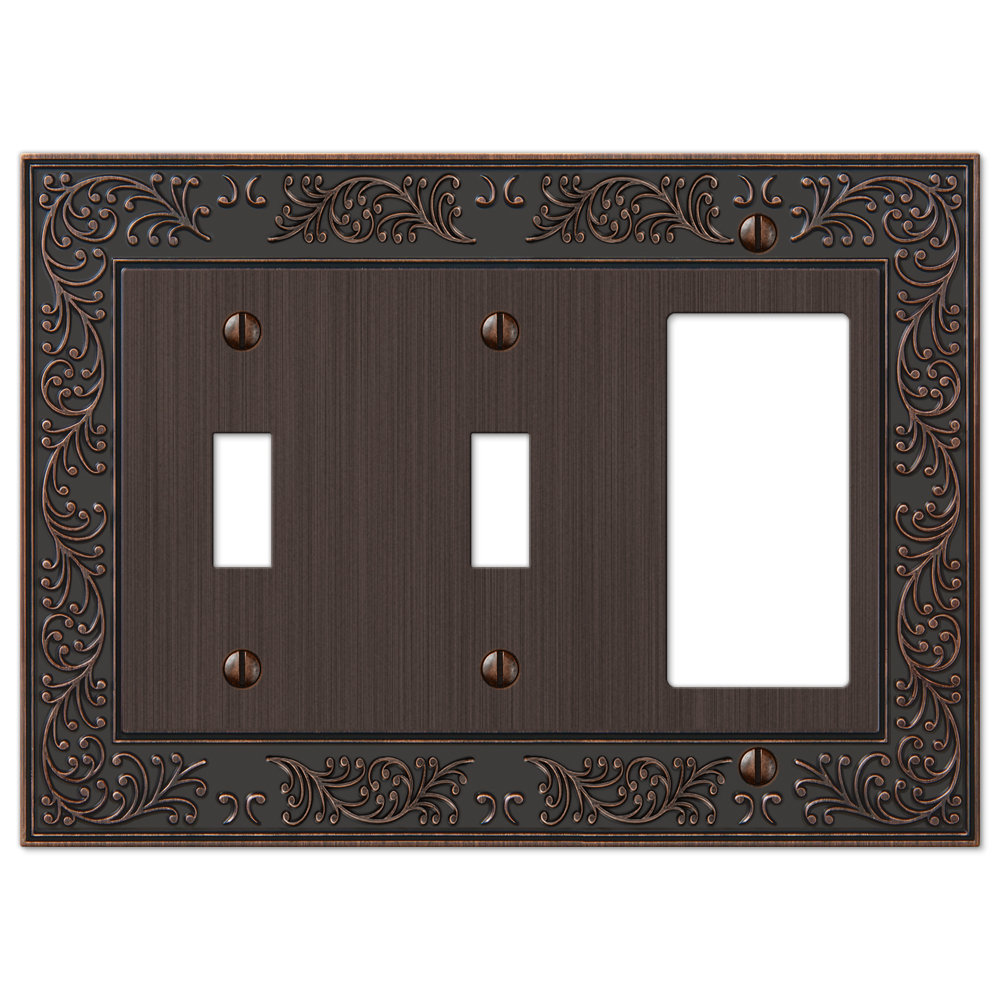 Chanhassen No Subject 3 - Gang 2-Toggle/1-Rocker Standard Combination Wall Plate Fleur De Lis Living