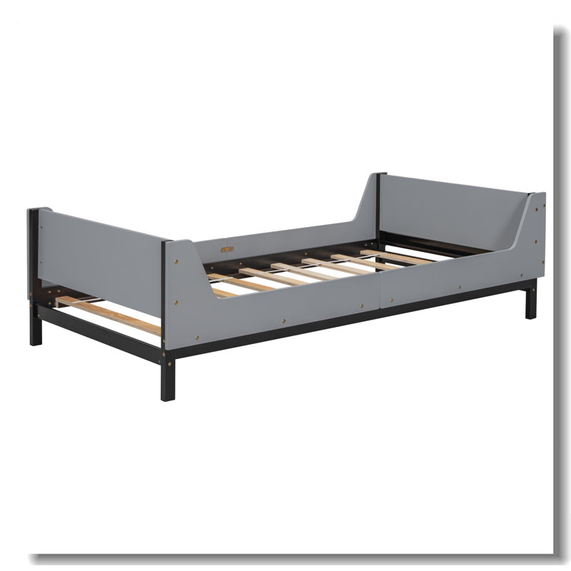 Lit simple avec tête de lit, Gris