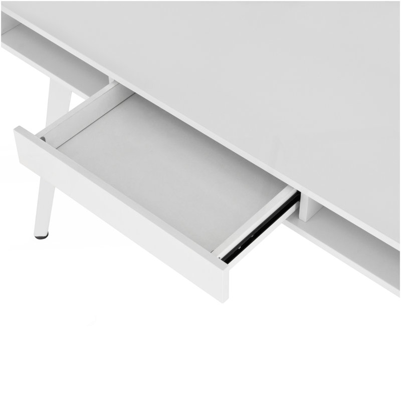 Techni Mobili Study Computer Desk With Storage  Magnetic Dry Erase White Board, White