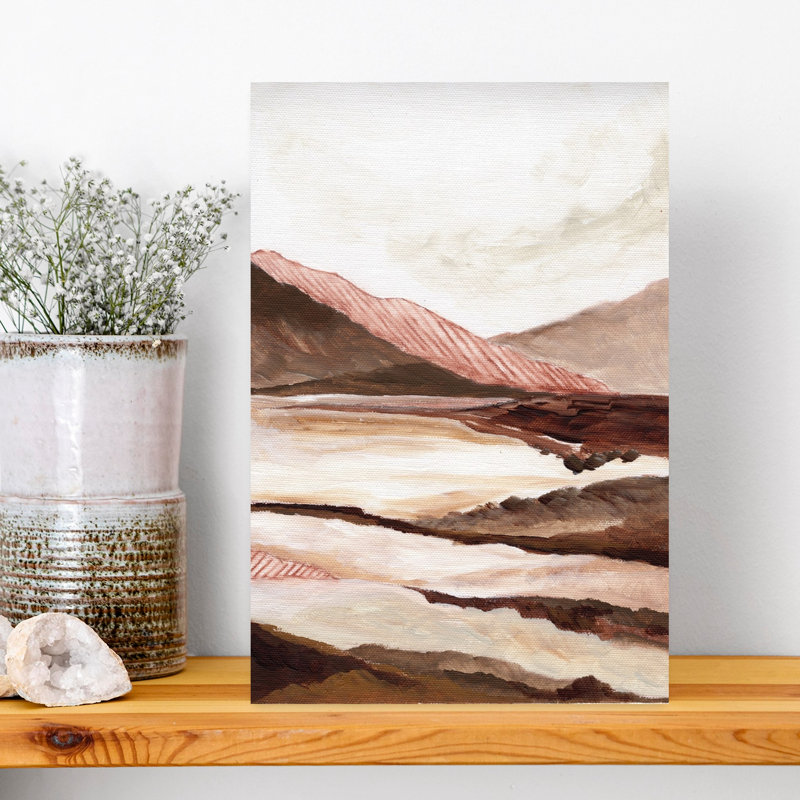 «Terracotta Mountain Vista Abstract Contemporary Minimalist Landscape Mountain», art mural