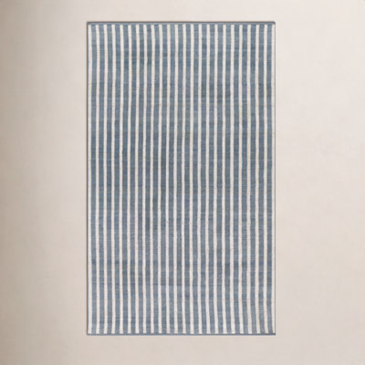 Acerra Blue Hand-Woven Striped Outdoor Rug