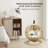 Freestanding Egg Shaped Hand Wicker Cat Bed with Stand, Removable Washable Cushion & Hanging Toy Indoor Pet Nest
