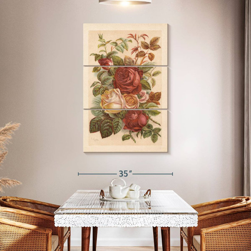 Harnek Roses Chromolithograph, 38" H x 24" W