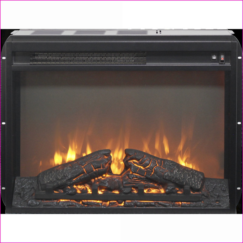 Electric Fireplace Insert, 23 Inch with Log Set & Realistic Flame, Overheating Protection | Tempered Glass+Sheet Metal | Vent Free