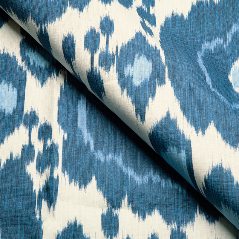 Louverne Mayenne Print 100% Linen Fabric, Blue