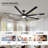 84 In Super Large Black Ceiling Fan light with Remote Control