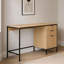 Wisbech 3 Drawer Oak Effect Metal Base Computer Desk