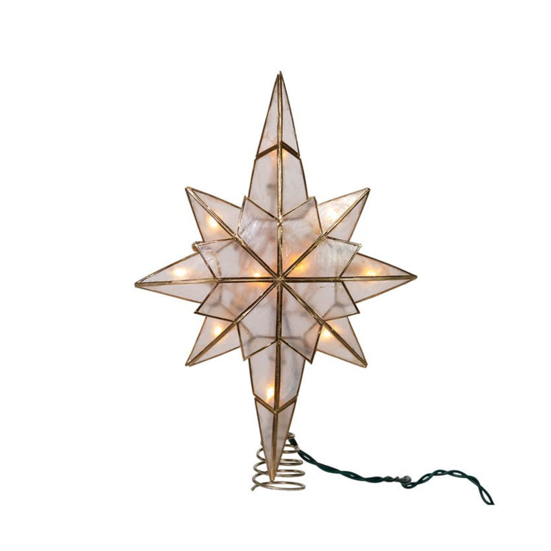 Gold and Clear Metal Star Tree Topper with Lights