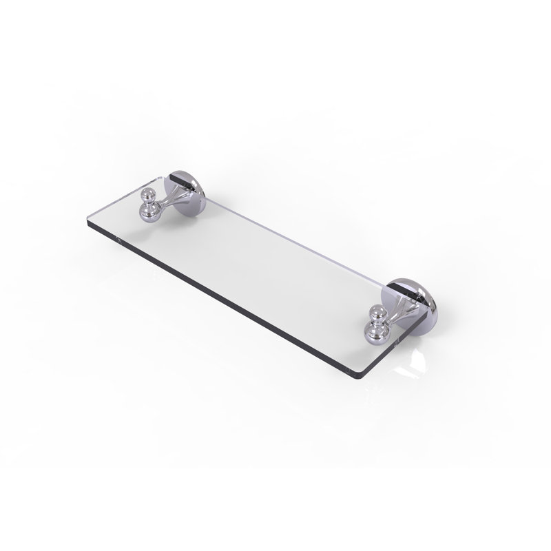 Godoy Industrial Pipe Shelves, Polished Chrome, 16 Inch
