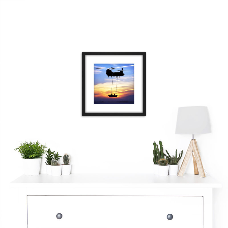 Military UK Chinook Helicopter Royal Marines - Single Picture Frame Print