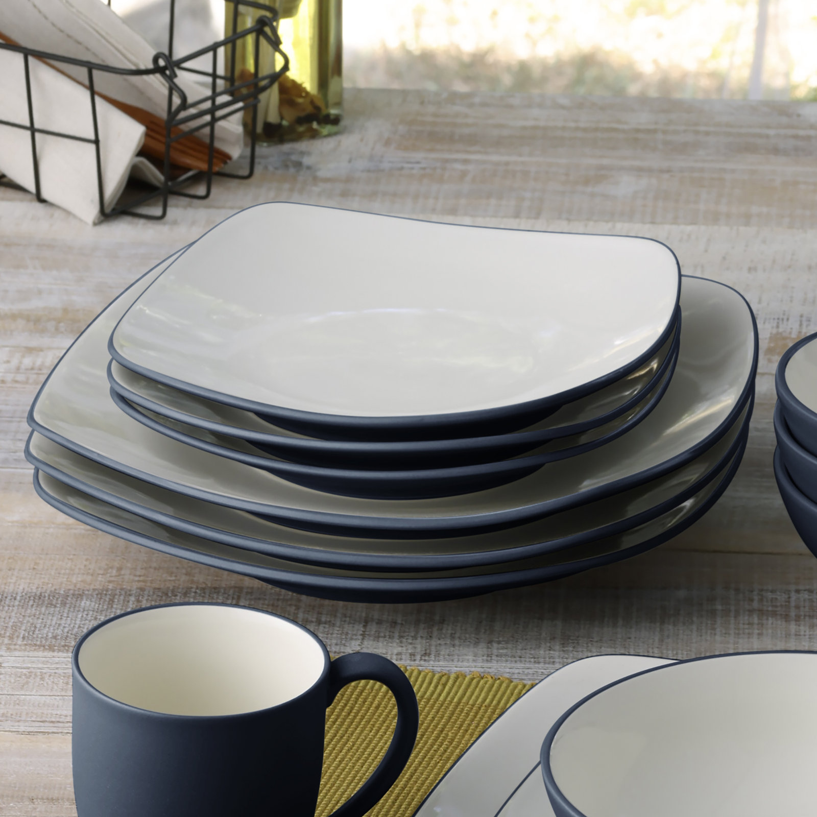 Noritake Colorwave Square Dinner Plates, 10-3/4", Navy