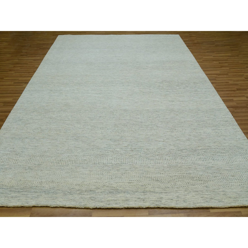 Tapis oriental blanc en laine douce noué à la main 9 pi 2 po x 11 pi 10 po Shoji