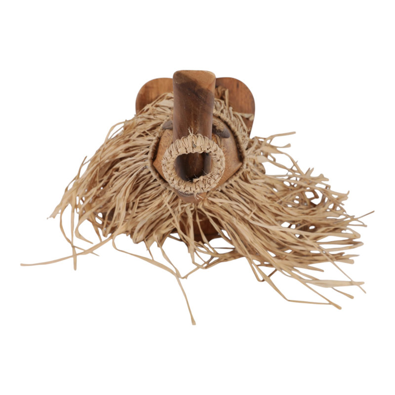 Sculpture décorative en bois de teck naturel tressé, idéale pour la cuisine - Objet décoratif moderne pour la maison et le salon - 48 cm, brun et beige
