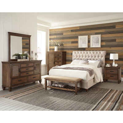 Jassel Mureil Beige Button Tufted Upholstered Bedroom Set_5 Piece