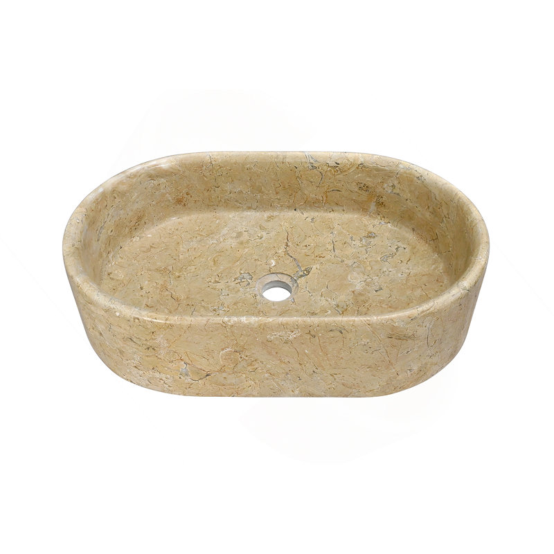 Vessel Sink, Oval-Shaped Sink For Bathroom, Beige