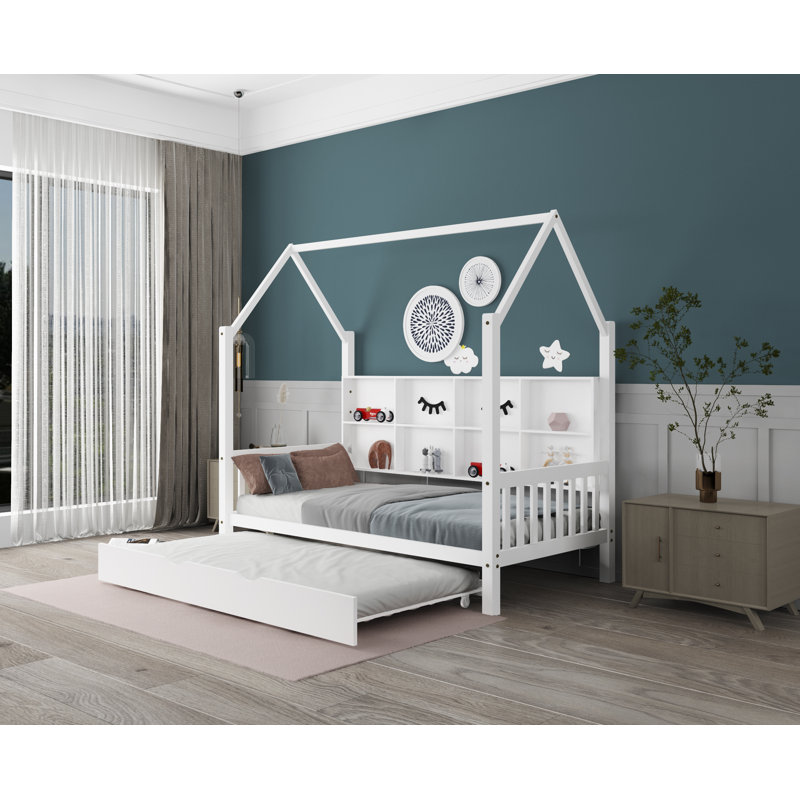 Lit plateforme avec lit gigogne Harper Orchard, Blanc, Simple