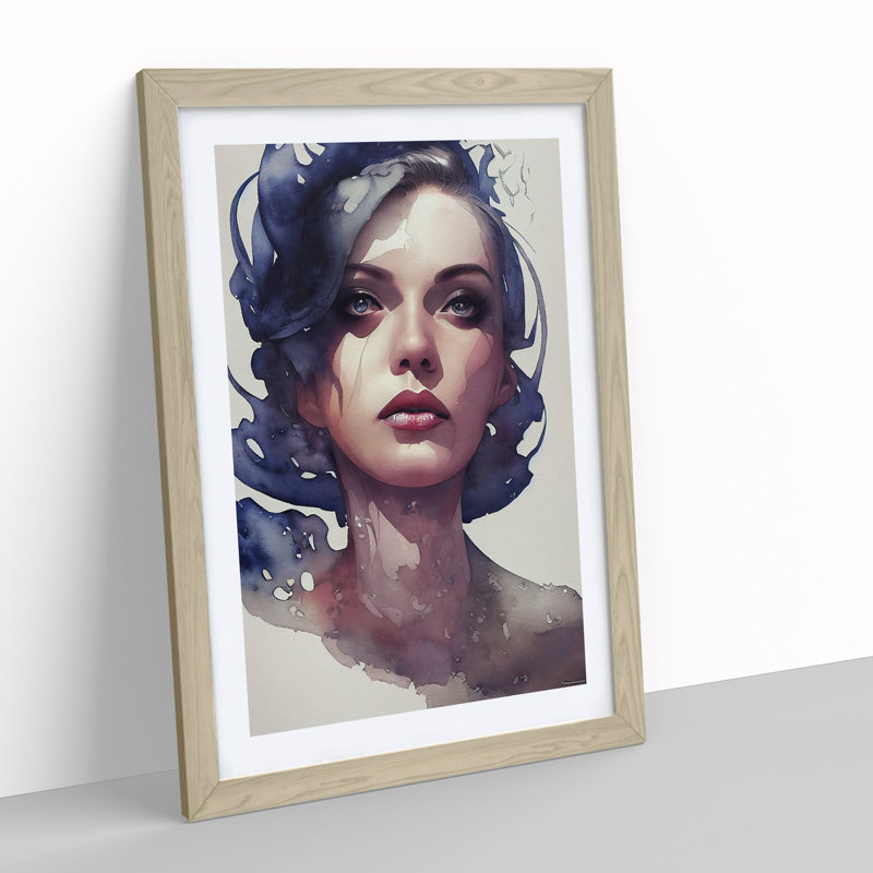 Woman - Single Picture Frame Painting, 34cm H x 25cm W x 2cm D, Oak
