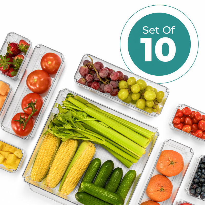  Refrigerator Storage Bins with Lids 10 Pack