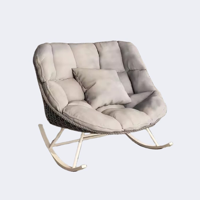 Chaise berçante décontractée simple et moderne, Gris / Blanc cassé, Gris