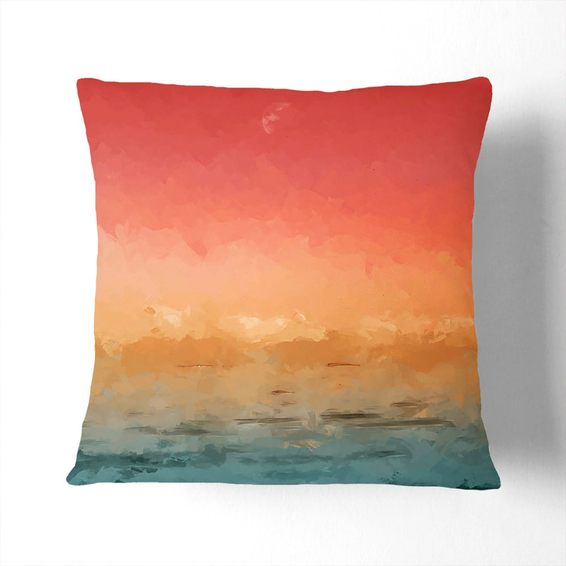 Moon Above the Ocean Cushion with Filling, 40cm H x 40cm W x 15cm D, White