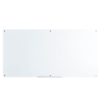 Tableau blanc magnétique en verre, tableau effaçable à sec 72 po x 36 po, grand tableau blanc mural sans cadre, avec plateau à marqueur, gomme à effacer et 2 marqueurs, blanc