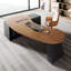 Bureau de direction courbé en bois massif avec tiroirs Nut-brown-489605049-489605047