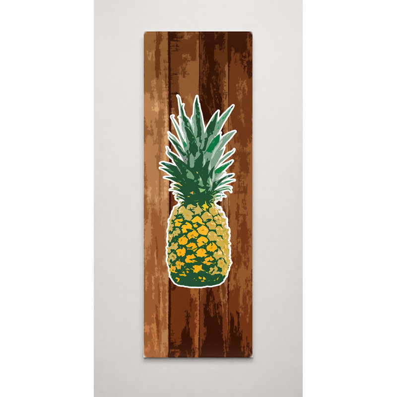 Ananas sur bois - grande toile, art mural, 16" W x 48" H