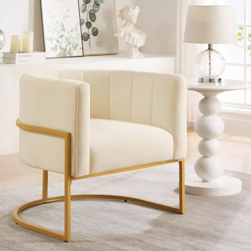 Lanre Upholstered Accent Chair, Khaki Linen/Black
