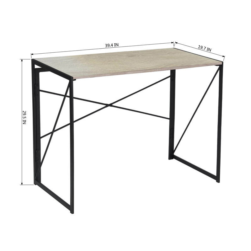 Langport Foldable Steel Writing Desk, Light Oak
