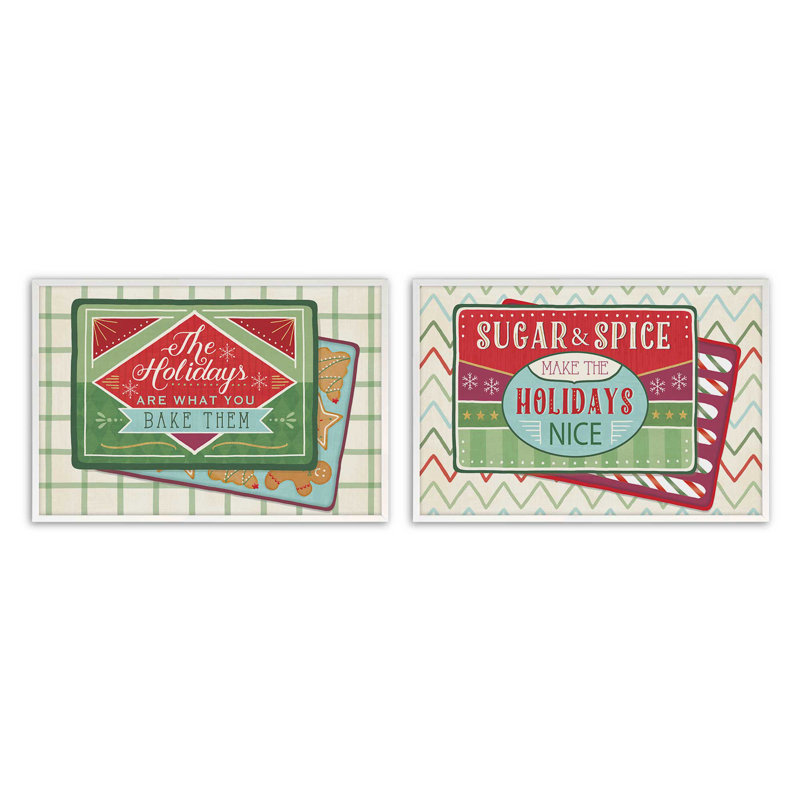 Ensemble de 2 impressions sur sucre et épices Cheer, 11 po x 14 po, Blanc opaque