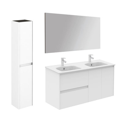 Ensemble de meuble-lavabo double l 48 "avec miroir Ambra
