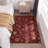Ottohome Non-Slip Floral Leaves Area Rug For Living Room, Hallway, Entryway Rug, Dark Red-1938927102