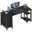 Metal Base Computer Desk,Gaming Desk with 3 Fabric Drawers & Storage Shelves, Writing Work Study Desk for Home Office Bedroom, Modern Simple Student PC Desks Table-257566290-257566249