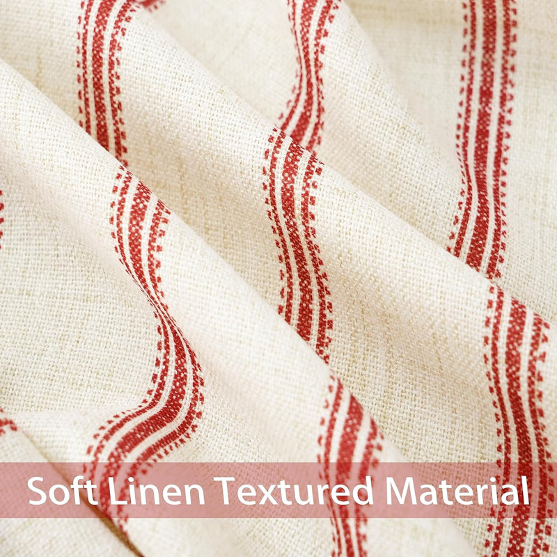 Farmhouse Striped Tablecloths Wrinkle Resistant with Pom Pom Tassel Fall Holiday tablecloths, 72" x 54", Red