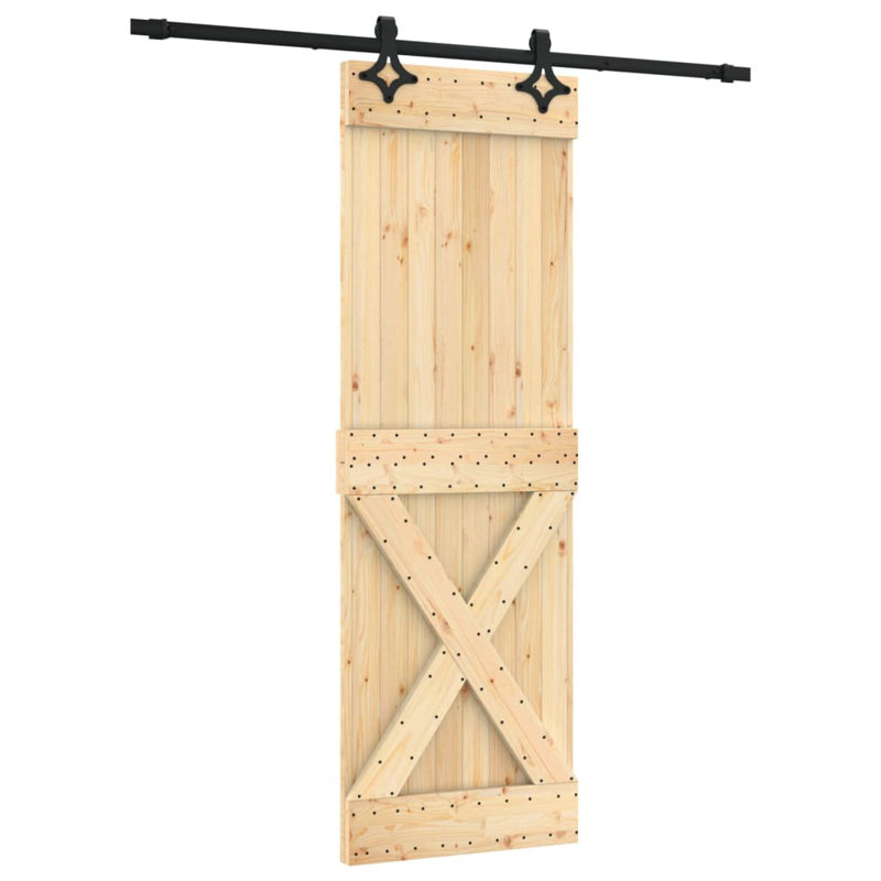 Porte coulissante avec quincaillerie Vidaxl, 27,6 po x 82,7 po, Noir/naturel