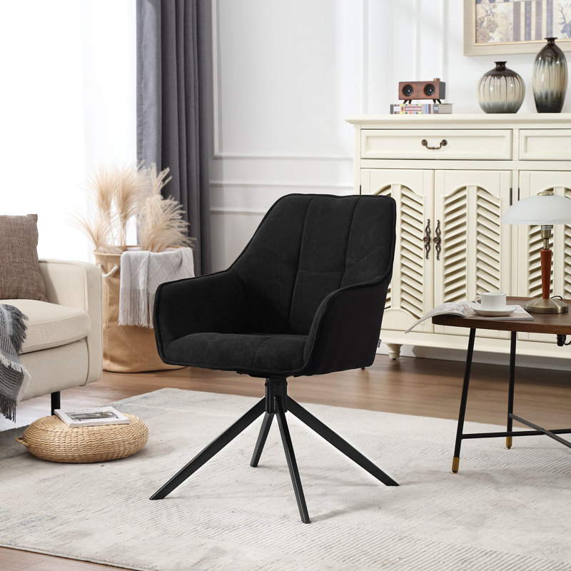 Zaha 47cm H Upholstered Metal Armchair, Black