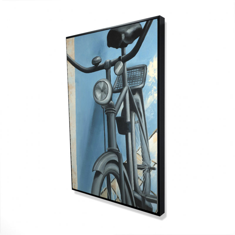 «Abandonné bicyclette» sur toile, Bleu / blanc