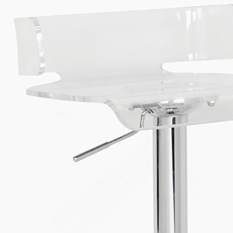 Tabouret réglable transparent et chromé avec pivot