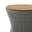 Table d'appoint d'extérieur, table de bout de patio ronde de 17,5 po avec plateau en bois naturel et base de sablier en osier gris, petite table basse d'extérieur résistante aux intempéries pour balcon, jardin, bord de piscine