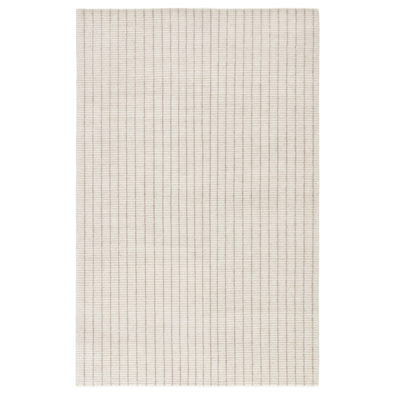 Tapis crème rayé noué à la main Grady, Rectangle 9 pi x 12 pi