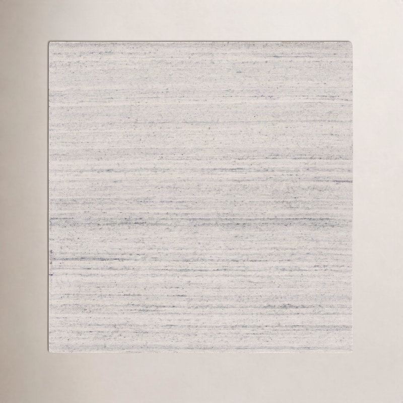 Ronna Lanny Striped Hand Woven Flatweave Wool/Cotton Area Rug in Gray, Square 6'