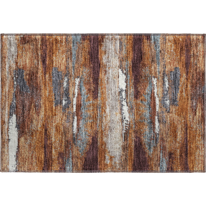 Premium Machine Washable Prisco Copper Rug, Rectangle 1'8" x 2'6"