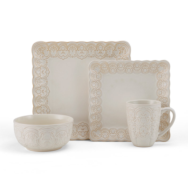 Pfaltzgraff Madeleine 16-Piece Stoneware Dinnerware Set, Service for 4