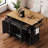 54Inch Large Kitchen Island With Rubber Wood Drop Leaf, Embossed Texture Rolling Kitchen Cart On 4 Wheels With 4 Doors And 3 Drawers, Kitchen Island With Storage For Kitchen, Dining Room,Black-358688515