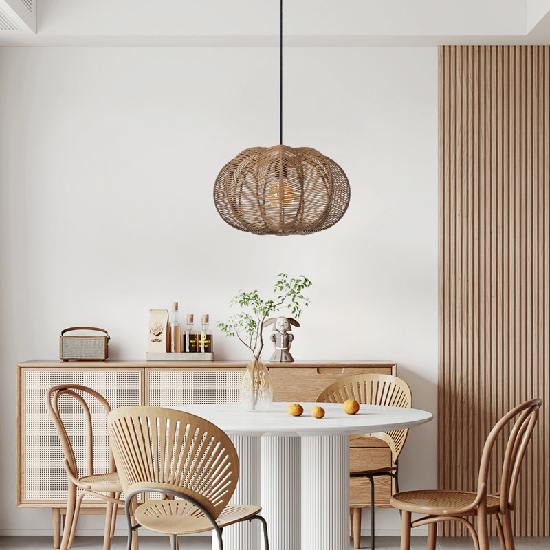 Luminaire suspendu en rotin tissé à la main, abat-jour bohème naturel pour îlot de cuisine