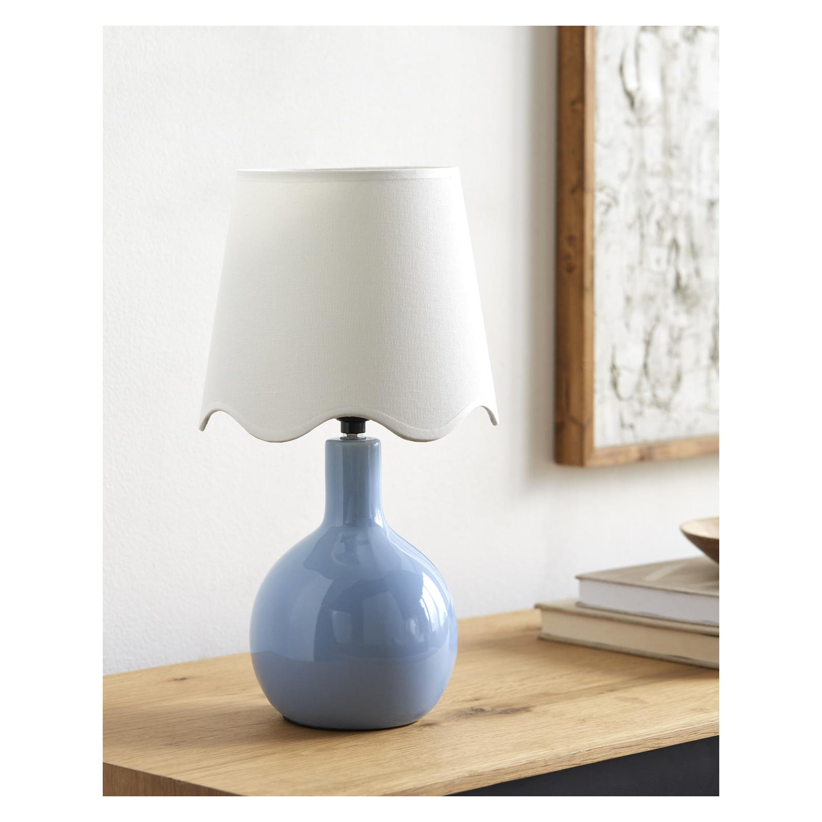 Maura Accent Table Lamp, Blue, White, 15"H x 9"W x 9"D