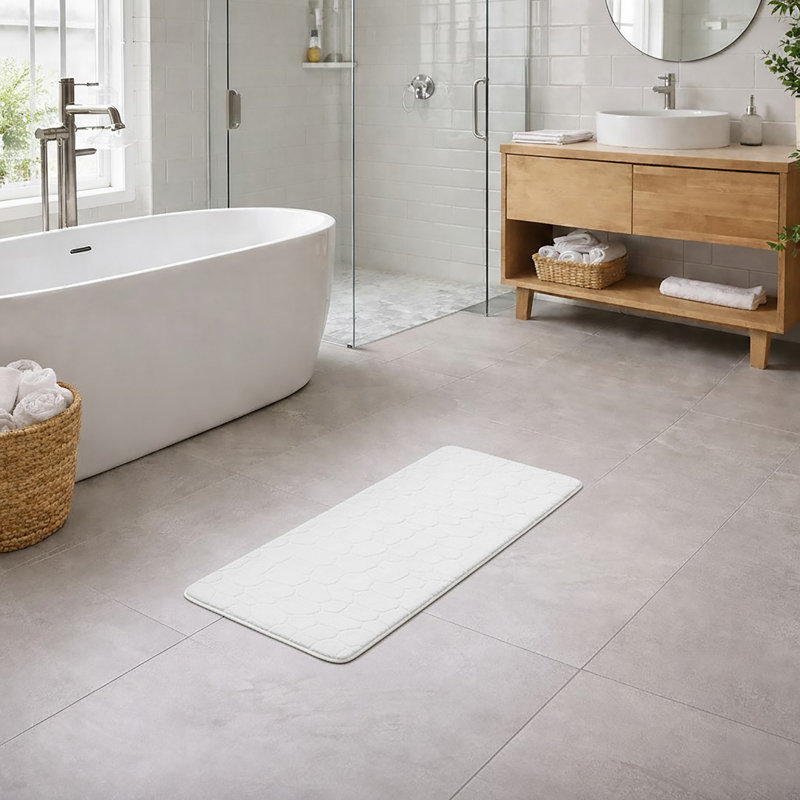 Tapis de couloir Pebble - Mousse à mémoire de forme - L 48 po x l 18 po pour la cuisine, la salle de bain et plus, Rose