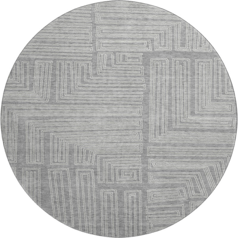 Tapis géométrique de qualité supérieure lavable à la machine Cortes AMF1045, Rond 8 pi